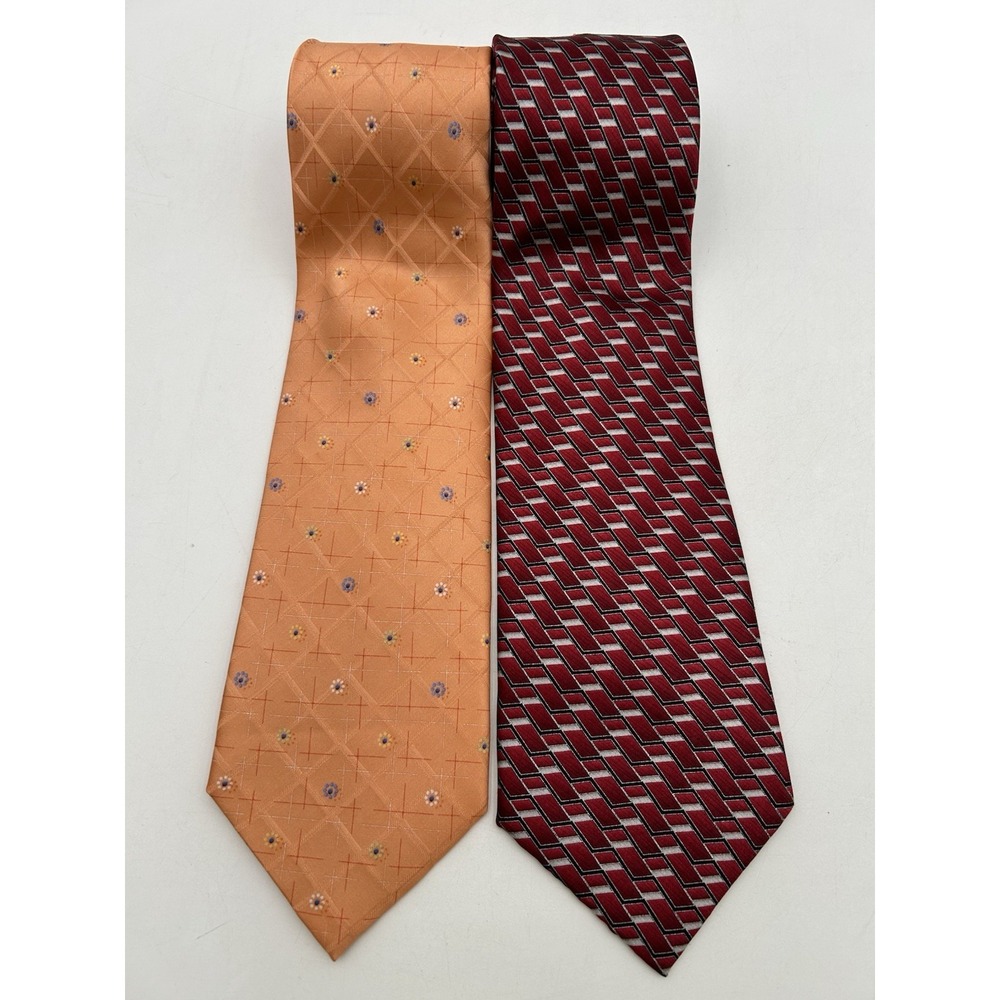 Umberto Bossi Lot of 2 Handmade Silk Ties Colorful Bold Elegant Powerful